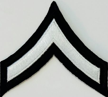 PRIVATE (PVT) CHEVRON WHITE on BLACK - SOLD in PAIRS.